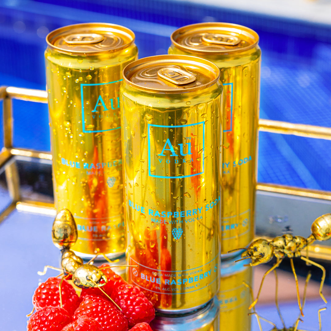 Au Vodka Blue Raspberry Pre-Mixed Cans - Case of 12